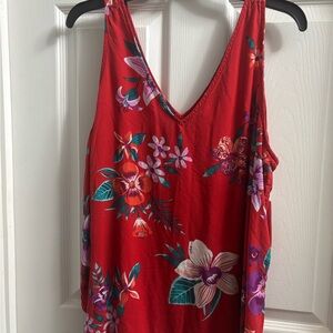 Old Navy Red Floral Tank Top